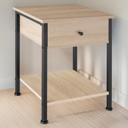 tectake Bradford Single Drawer Light Wood Oak Sonoma Bedside Table - Brown - Wilko - thumbnail 1