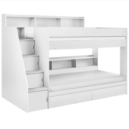Julian Bowen Camelot All White Bunk Bed with Staircase - Size: Single - Wilko - thumbnail 3