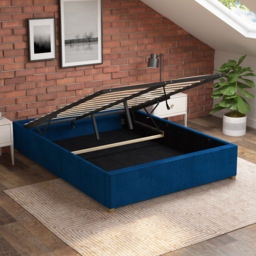 Aspire Furniture Single Navy Plush Platform Ottoman Bed - Blue - Aspire Beds - Wilko - thumbnail 3