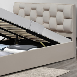 Brooklyn King Size Cream Velvet Weaved Headboard Storage Ottoman Bed - Wilko - thumbnail 3