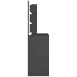 vidaXL Single Drawer 2 Shelf Black Dressing Table with LED Mirror - Size: 141 x 74.5 x 40cm - Wilko - thumbnail 5