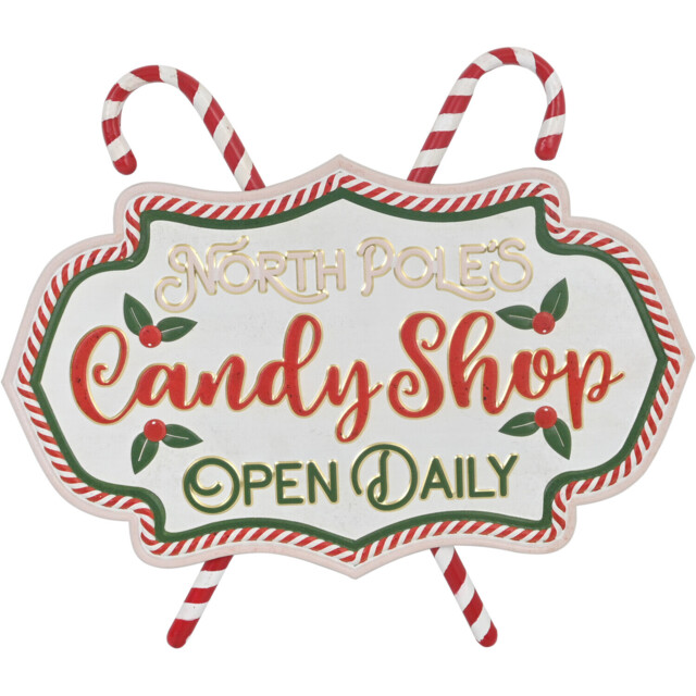 Candy Shop Hanging Wall Art Red and White - Candy Cane Lane - Wilko - image 1