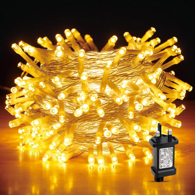 Shatchi 100 Warm White LED Multifunction Clear Cable Outdoor String Fairy Light 10m - Size: 1m - Wilko - image 1