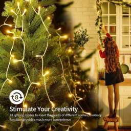 Shatchi 100 Warm White LED Multifunction Clear Cable Outdoor String Fairy Light 10m - Size: 1m - Wilko - thumbnail 3