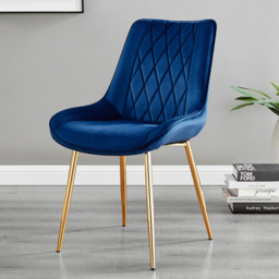 Furniturebox Elissa Cesano Marble Effect 2 Seater Round Dining Set White Navy and Gold - Blue - Wilko - thumbnail 4