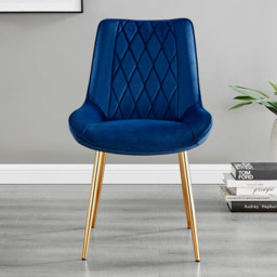 Furniturebox Elissa Cesano Marble Effect 2 Seater Round Dining Set White Navy and Gold - Blue - Wilko - thumbnail 5