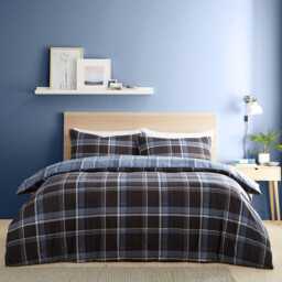 My Home Brodie Check Duvet Cover and Pillowcase Set - Navy/King - Wilko - thumbnail 3