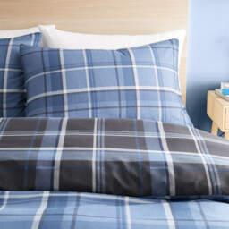 My Home Brodie Check Duvet Cover and Pillowcase Set - Navy/King - Wilko - thumbnail 6