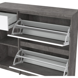 Florence Single Door 3 Drawer Concrete and White High Gloss Shoe Cabinet - Size: 31.5 x 108.9 x 92.9cm - Furniture to Go - Wilko - thumbnail 6