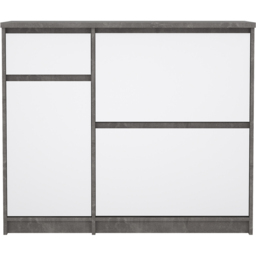 Florence Single Door 3 Drawer Concrete and White High Gloss Shoe Cabinet - Size: 31.5 x 108.9 x 92.9cm - Furniture to Go - Wilko - thumbnail 5