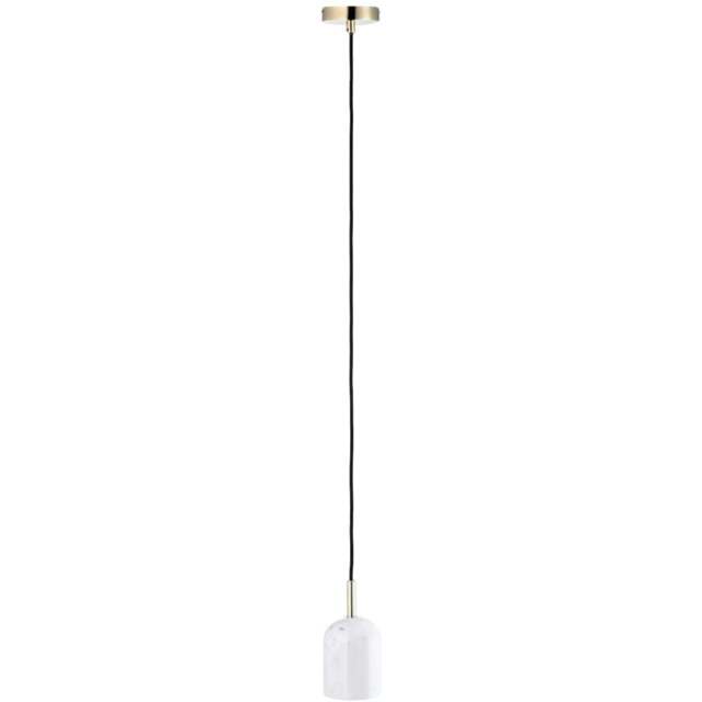 Happy Homewares White Marble Scandinavian Design Black Fabric Cable Pendant Lamp Fitting - Size: 119 x 10 x 10cm - Wilko - image 1