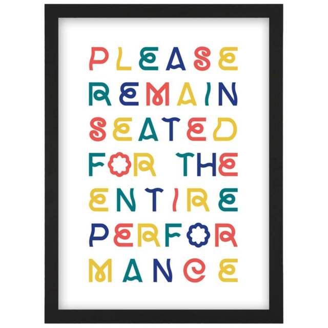 Artery8 Remain Seated Silly Toilet Sign Framed Wall Art Print 21 x 29.7cm - Size: 32.3 x 23.4 x 1.5cm - Multi - Wilko - image 1