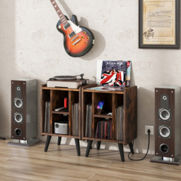 Costway 4 Shelf Brown Record Player Stand with USB Charging Port - Size: 91 x 50 x 15cm - Wilko - thumbnail 6
