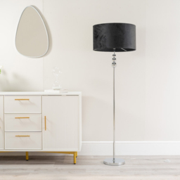 ValueLights Marissa Reni Black Velvet Shade and Chrome Ball LED Floor Lamp - Size: 145 x 45 x 45cm - Silver - Wilko - thumbnail 5