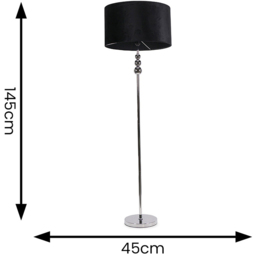 ValueLights Marissa Reni Black Velvet Shade and Chrome Ball LED Floor Lamp - Size: 145 x 45 x 45cm - Silver - Wilko - thumbnail 6