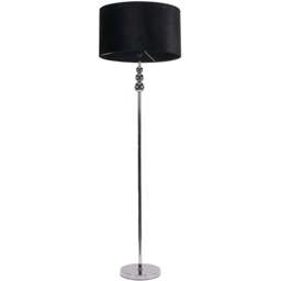 ValueLights Marissa Reni Black Velvet Shade and Chrome Ball LED Floor Lamp - Size: 145 x 45 x 45cm - Silver - Wilko