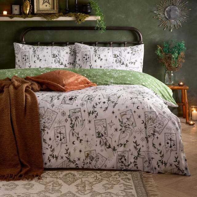 Furn Double Celestial Stories Printed Reversible Duvet Set - Green - Wilko - image 1