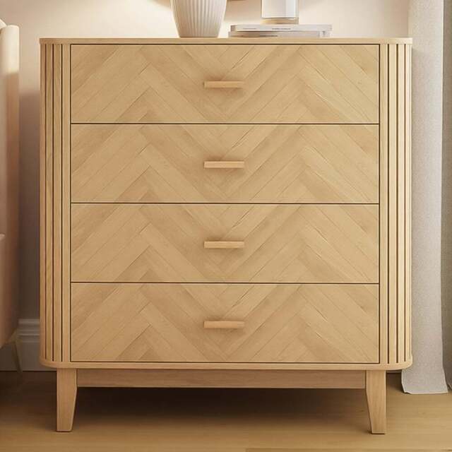 GFW Axel 4 Drawer Oak Chevron Pattern Chest of Drawers - Wilko - image 1
