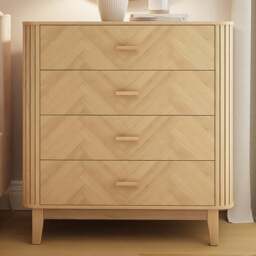 GFW Axel 4 Drawer Oak Chevron Pattern Chest of Drawers - Wilko - thumbnail 1
