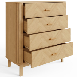GFW Axel 4 Drawer Oak Chevron Pattern Chest of Drawers - Wilko - thumbnail 5