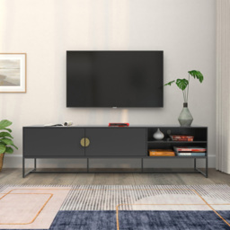 Loft24 Asia 2 Door 2 Shelf Anthracite Lowboard - Size: 50 x 180 x 40cm - Wilko - thumbnail 7