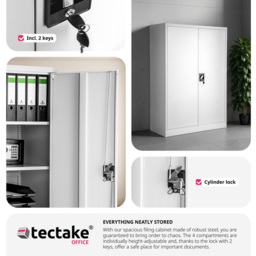 tectake 4 Shelf Grey Lockable File Cabinet - Size: 140 x 90 x 40cm - Wilko - thumbnail 6
