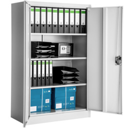 tectake 4 Shelf Grey Lockable File Cabinet - Size: 140 x 90 x 40cm - Wilko - thumbnail 3