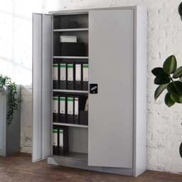 tectake 4 Shelf Grey Lockable File Cabinet - Size: 140 x 90 x 40cm - Wilko - thumbnail 1