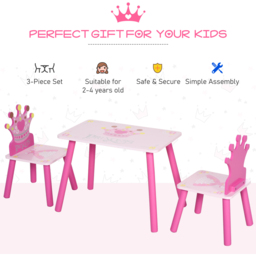 Playful Haven 3 Piece Pink Kids Table and Chair Set - Size: 55 x 34 x 42cm - Wilko - thumbnail 6