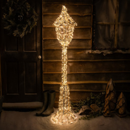The Christmas Centre 960 Warm White LED Micro Lights Pre-Lit Gold Laser Lit Lamp Post 180cm - Size: 180 x 38 x 38cm - Wilko - thumbnail 6