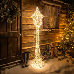The Christmas Centre 960 Warm White LED Micro Lights Pre-Lit Gold Laser Lit Lamp Post 180cm - Size: 180 x 38 x 38cm - Wilko - thumbnail 7