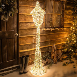 The Christmas Centre 960 Warm White LED Micro Lights Pre-Lit Gold Laser Lit Lamp Post 180cm - Size: 180 x 38 x 38cm - Wilko - thumbnail 1