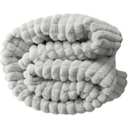 Groundlevel Large Grey Box Super Soft Luxury Faux Fur Throw - Size: 200 x 150 x 200cm - Wilko
