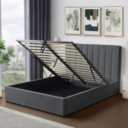 Brooklyn Evelynne Double Dark Grey Linen Ottoman Bed - Wilko - thumbnail 4