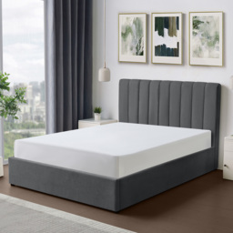 Brooklyn Evelynne Double Dark Grey Linen Ottoman Bed - Wilko - thumbnail 5