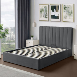 Brooklyn Evelynne Double Dark Grey Linen Ottoman Bed - Wilko - thumbnail 6