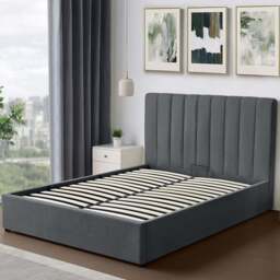 Brooklyn Evelynne Double Dark Grey Linen Ottoman Bed - Wilko - thumbnail 1