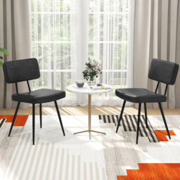 Costway Set of 2 Black Faux Leather Upholstered Dining Chairs - Wilko - thumbnail 4