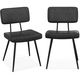 Costway Set of 2 Black Faux Leather Upholstered Dining Chairs - Wilko - thumbnail 3