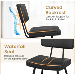 Costway Set of 2 Black Faux Leather Upholstered Dining Chairs - Wilko - thumbnail 6