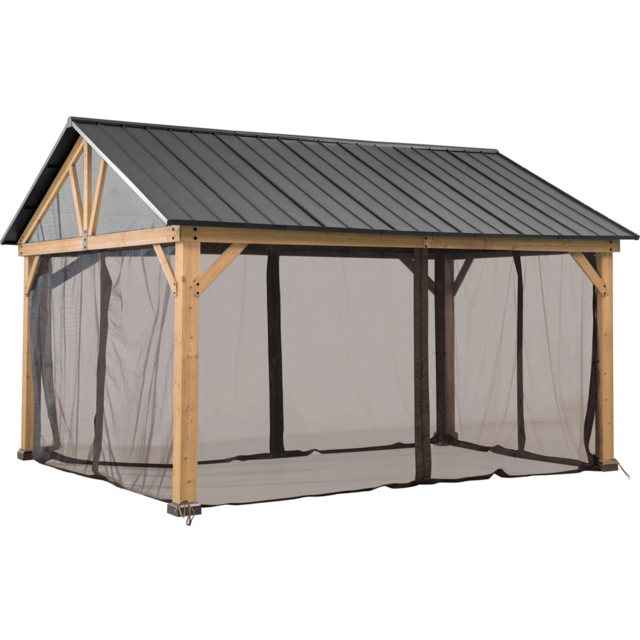 Sunjoy 4.6 x 4m Khaki Accessory Netting for Cedar Wood Gazebo (Gazebo Not Include) - Size: 4.65 x 4m - Grey - Wilko - image 1