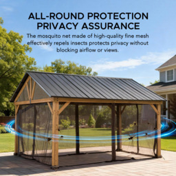 Sunjoy 4.6 x 4m Khaki Accessory Netting for Cedar Wood Gazebo (Gazebo Not Include) - Size: 4.65 x 4m - Grey - Wilko - thumbnail 5