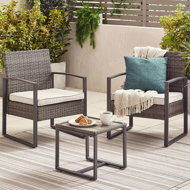 Furniturebox Seville 2 Seater Bistro Set Grey - Wilko - image 1