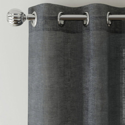 Tyrone Textiles Crete Charcoal Linen Look Eyelet Voile Panel Curtains 140 x 229cm - Size: W 140 x D 229cm - Wilko - thumbnail 3