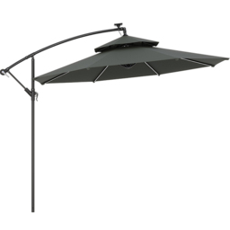 Living and Home Dark Grey 2 Tier Solar Light Cantilever Parasol with Rose Cement Base 3m - Wilko - thumbnail 1