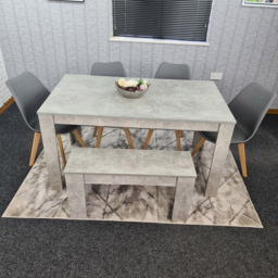 Kosy Koala 6 Seater Plastic and Faux Leather Dining Bench Set Stone Grey Effect and Grey - Size: 4 Seater - Portland - Wilko - thumbnail 5