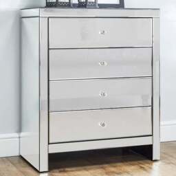 Comfy Living 4 Drawer Mirrored Chest of Drawers - Silver - Wilko