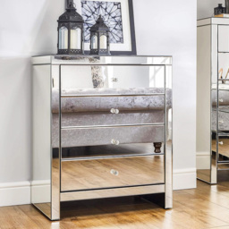 Comfy Living 4 Drawer Mirrored Chest of Drawers - Silver - Wilko - thumbnail 6