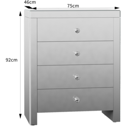 Comfy Living 4 Drawer Mirrored Chest of Drawers - Silver - Wilko - thumbnail 7