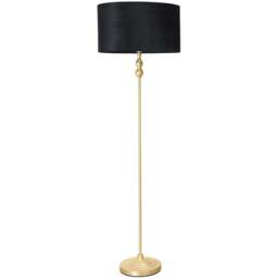 ValueLights Maggie Black Velvet and Gold Drum Shade Candlestick LED Floor Lamp - Size: 151 x 45 x 45cm - Wilko - thumbnail 1
